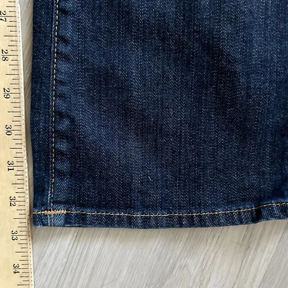True Religion RICKY w/ Button Flap Blue Denim Jeans Straight Leg Mens Sz 33x32